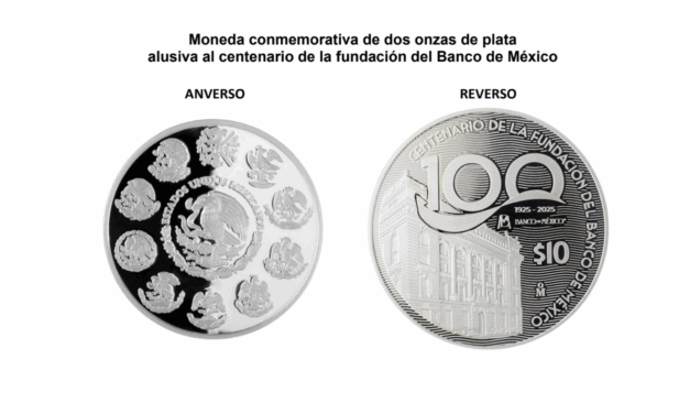 Banxico celebra 100 años con moneda de plata y billetes conmemorativos