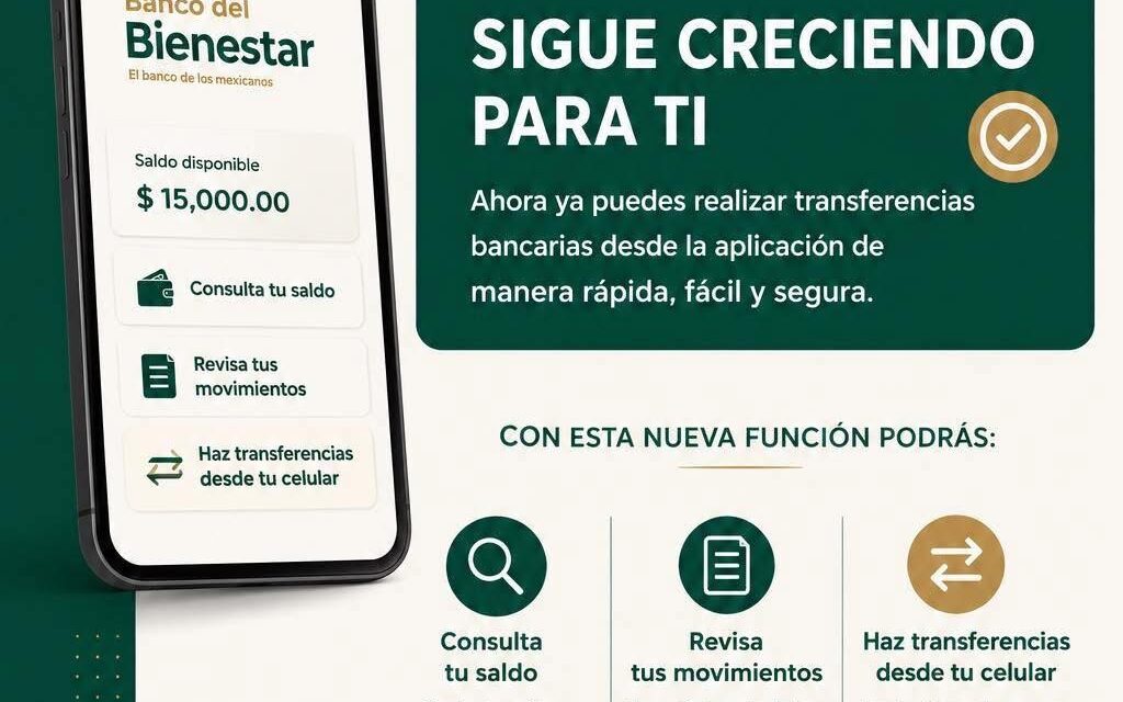 Ya puedes realizar transferencias desde el Banco del Bienestar